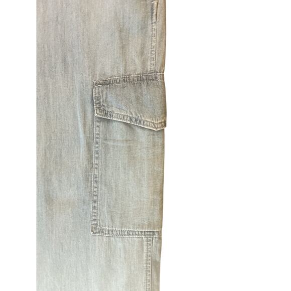 GAP Chambray Cargo Jogger Pants Light Blue Drawstring Elastic Waist XXL - Picture 7 of 9